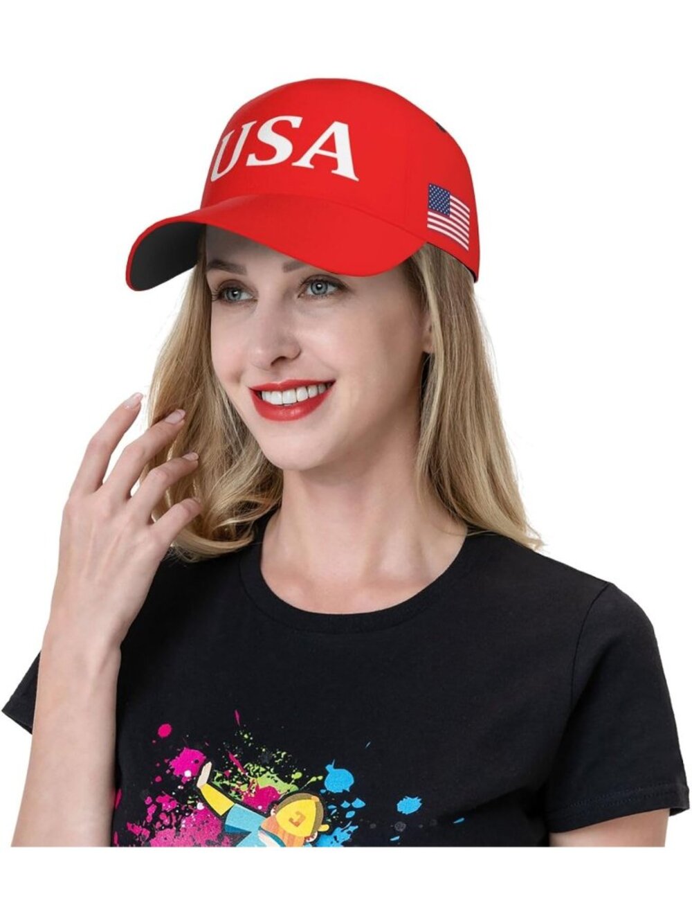 Unisex Halloween USA Red Hat Adjustable Sportswear Distressed Baseball Cap - Picture 2 of 7